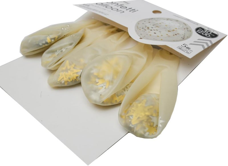 DAISO Confetti Balloons | 12 Inch | Star Confetti Design | Party Decoration | 5 Pcs Set - Image 3